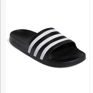 Adidas Core Black and White Adilette Aqua Slide Size 8